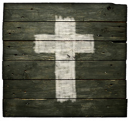 Image showing christian cross on old wooden planks