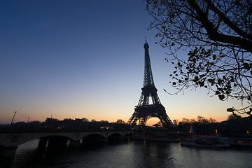 Image showing The Eiffel tower at sunrise in Paris 