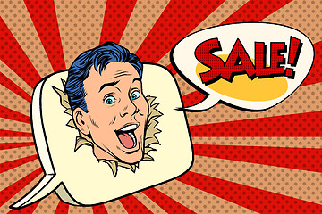 Image showing Pop art sale background male promoter