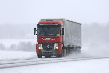 Image showing Renault Magnum Trucking in Blizzard