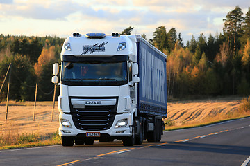 Image showing White DAF XF Truck Transport in Autumn