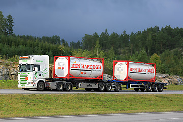 Image showing Liquid Container Truck Transport on Motorway