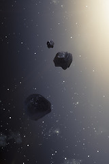 Image showing asteroids in the deep space