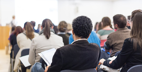 Image showing Woman giving presentation on business conference.