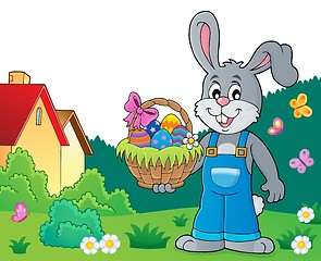 Image showing Bunny holding Easter basket theme 7