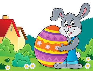 Image showing Bunny holding big Easter egg theme 4