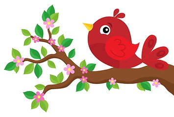 Image showing Stylized bird on spring branch theme 2
