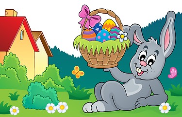 Image showing Bunny holding Easter basket theme 8