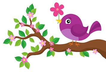 Image showing Stylized bird on spring branch theme 4