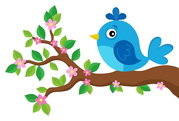 Image showing Stylized bird on spring branch theme 3