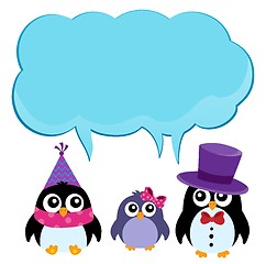 Image showing Party penguins with copyspace theme 2