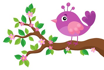 Image showing Stylized bird on spring branch theme 5