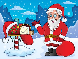 Image showing Santa Claus and mailbox theme 1