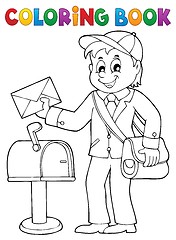 Image showing Coloring book postman topic 1