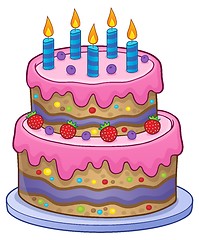 Image showing Birthday cake with 5 candles