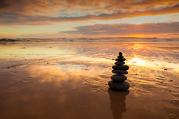 Image showing Balance at sunset 