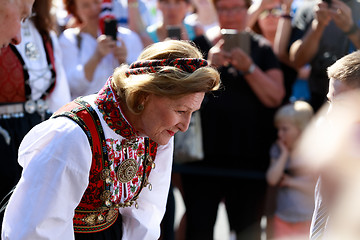 Image showing LOEN, NORWAY - MAY, 20 2017: Queen Sonja of Norway at the openin