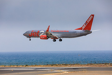 Image showing ARECIFE, SPAIN - APRIL, 16 2017: Boeing 737-800 of Jet2 with the