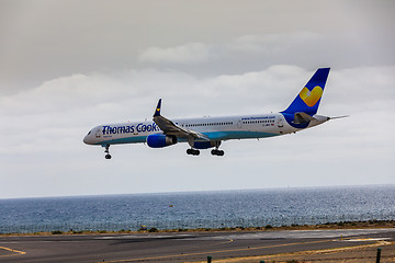 Image showing ARECIFE, SPAIN - APRIL, 15 2017: Boeing 757-300 of ThomasCook.co