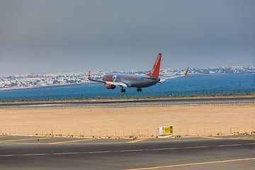 Image showing ARECIFE, SPAIN - APRIL, 16 2017: Boeing 737-800 of Jet2 with the