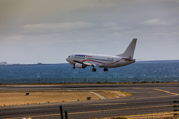 Image showing ARECIFE, SPAIN - APRIL, 15 2017: Boeing 737 - 300 of Cobrex Tran