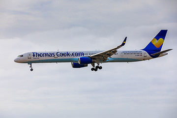 Image showing ARECIFE, SPAIN - APRIL, 15 2017: Boeing 757-300 of ThomasCook.co