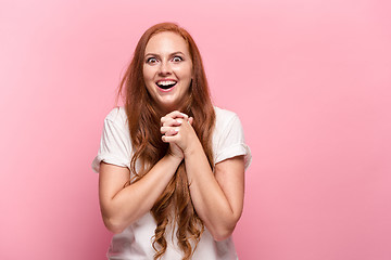 Image showing Portrait of young woman with happy facial expression