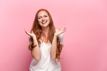 Image showing Portrait of young woman with happy facial expression