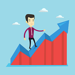 Image showing Business man standing on profit chart.