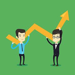 Image showing Two business men holding growth graph.