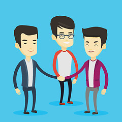 Image showing Group of business men joining hands.