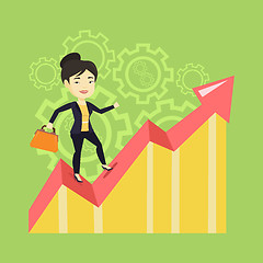 Image showing Happy business woman standing on profit chart.