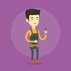 Image showing Repairman holding spanner vector illustration.