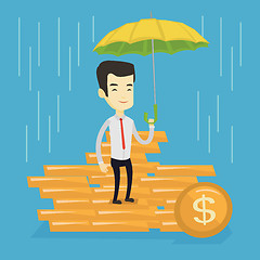 Image showing Business man insurance agent with umbrella.