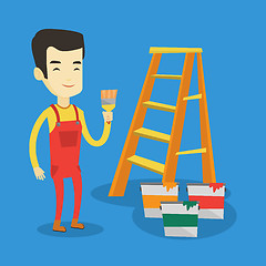 Image showing Painter with paint brush vector illustration.