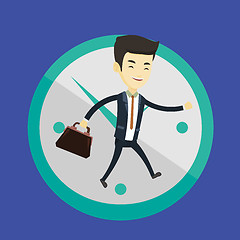 Image showing Business man running on clock background.