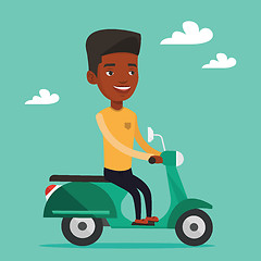 Image showing Man riding scooter vector illustration.