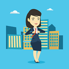 Image showing Business woman opening her jacket like superhero.