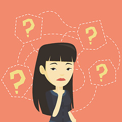 Image showing Young business woman thinking vector illustration.