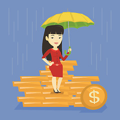 Image showing Business woman insurance agent with umbrella.