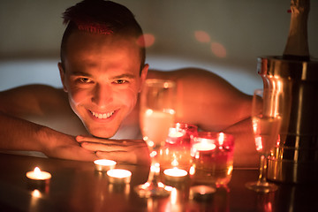 Image showing man relaxing in the jacuzzi