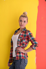 Image showing young woman over color background