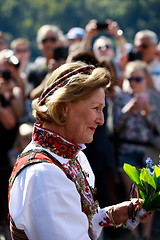 Image showing LOEN, NORWAY - MAY, 20 2017: Queen Sonja of Norway at the openin