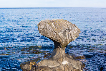 Image showing Kannesteinen is a special shaped stone located on the shore of O