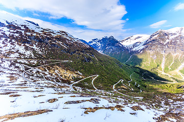 Image showing A winding and narrow road providing access to the mountain in St