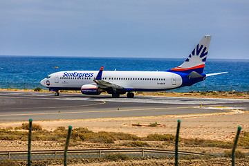 Image showing ARECIFE, SPAIN - APRIL, 15 2017: Boeing 737 - 800 of SunExpress 