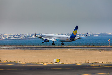 Image showing ARECIFE, SPAIN - APRIL, 16 2017: Boeing 757-300 of Condor with t