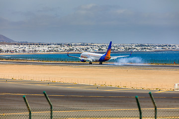 Image showing ARECIFE, SPAIN - APRIL, 15 2017: Boeing 737-800 of Jet2holidays 