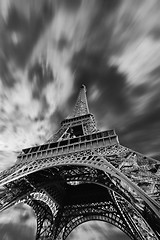 Image showing Black and white of the Eiffel tour in Paris