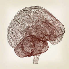 Image showing Creative concept of the human brain. Vintage style.